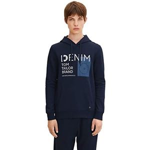 TOM TAILOR Denim Uomini Hoodie met print 1034731, 10668 - Sky Captain Blue, M