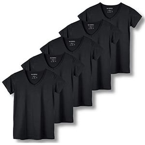 5-pack dames korte mouwen V-hals Activewear T-shirt Dry-Fit vochtafvoerend parfum yoga top (verkrijgbaar in grote maten), Set 5, XL
