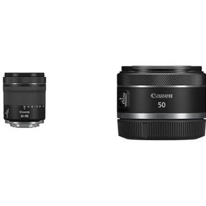 Canon RF 24-105mm F4-7.1 IS STM,76,6 x 88,8 mm, Zwart & Canon RF 50 mm Lens met F1.8 STM voor EOS R (43 mm filterdraad,), zwart