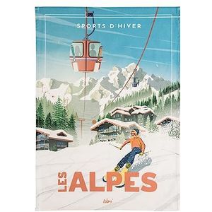 Coucke Theedoek van bedrukt katoen, Wim Les Alpes, 50 x 75 cm