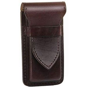 MIKA 28063302 - pennenetui van echt leer/zadelleer, pennenetui voor 4 pennen en schrijfgerei van alle soorten, voor balpen en vulpen, etui voor schrijfgerei in bruin, leren etui ca. 16 x 2 x 7 cm,