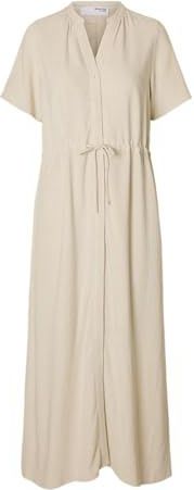 SELECTED - Viva-Damina - A-lijn Jurk - Effen - Zomerstijl