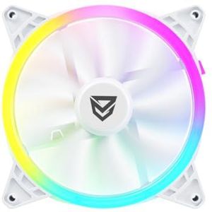 Nfortec Draco X 140 mm A-RGB Fan Wit, Extra ventilator, voor PC, RGB-verlichting, aanpasbaar, max. 1300 omw/min, hydraulische lagers, 12 V, 0,26 A, +-20%, 4 installatieschroeven