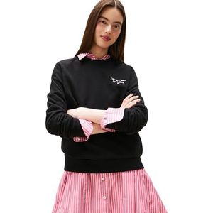 TOMMY JEANS Dames TJW REG ESS LOGO 1 CREW EXT DW0DW21960, zwart, XXS, Zwart (zwart), XXS