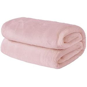 Brentfords Beddekens, 100% Super Zachte Flanel Fleece Polyester, Blush Roze, Dubbel - 150 x 200cm
