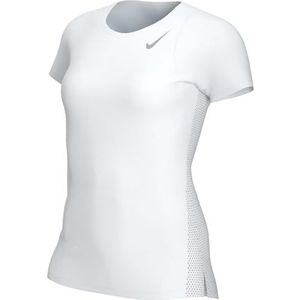 Nike Dames W NK Fast DF SS TOP, White/Reflective SILV, M
