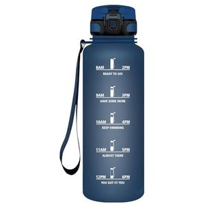 HoneyHolly Drinkfles voor sport, 1500 ml, lekvrij, kunststof, waterfles, geschikt voor koolzuurhoudende dranken, sportfles voor fiets, kinderen, school, fitness, yoga, marineblauw