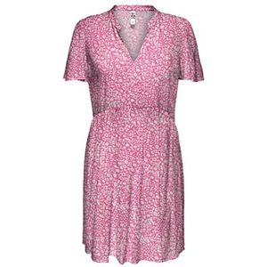JdY Dames Jdystarr Life S/S V-hals jurk WVN Noos jurk, Pink Power/Aop: daisy Flower, 40