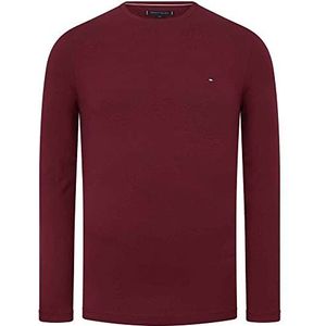 Tommy Hilfiger - Heren T-shirts met lange mouwen - Heren T-shirts - Tommy Hilfiger Heren T-shirts - Stretch Slim Fit Lange Mouwen T-shirts Mannen, Diepe Rouge, 3XL