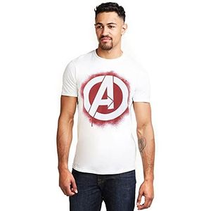 Marvel Heren Avengers Stencil Logo T-Shirt, Kleur: wit, L