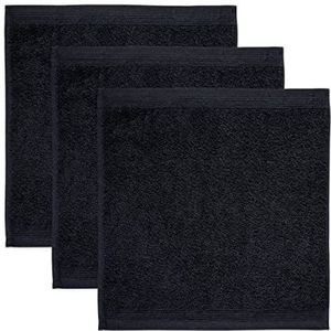 Möve Superwuschel zeepdoekjes, 30 x 30 cm, van 100% katoen, zwart, set van 3