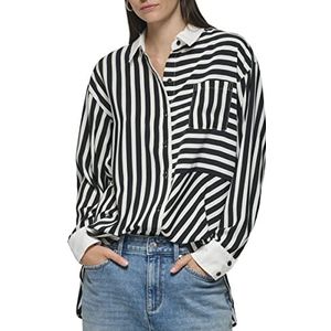 KARL LAGERFELD Paris L3taz676-XSF-damesblouse, zwart/wit, klein, zwart/wit, S