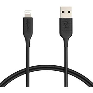 Amazon Basics USB-A naar Lightning-oplaadkabel, MFi-gecertificeerde oplader voor Apple iPhone 2, X, Xs Pro, Pro Max, Plus, iPad, 0,9 m, zwart, 2 stuks