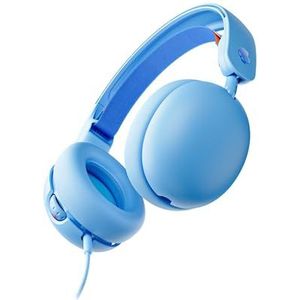 Skullcandy Grom bekabelde over-ear koptelefoon voor kinderen, volumebegrenzing, gedeelde audiopoort, microfoon, compatibel met Bluetooth-apparaten en computers – Blauw