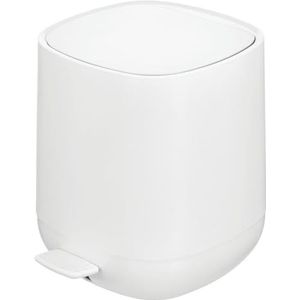 mDesign - Pedaalemmer - afvalbak/prullenbak - perfect voor badkamer, keuken en kantoor - met pedaal, deksel en plastic binnenemmer/ergonomisch design/plastic - Wit