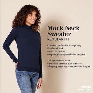 Amazon Essentials vrouwen lichtgewicht Mockneck trui,Bos Groen,L-XL