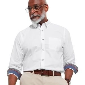 Joe Browns Herenmode klassiek wit Oxford overhemd met knoopsluiting en gebloemde bies, wit, regular fit, S, Wit, S