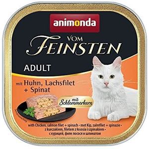 Animonda Vom Feinsten Adult Kattenvoer, Nat Voer Voor Volwassen Katten, Met Kip, Zalmfilet + Spinazie, 32 X 100 G