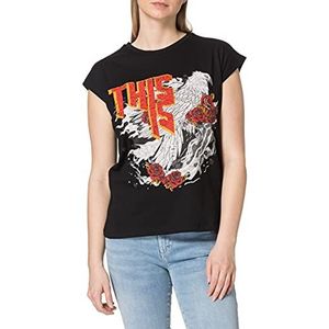 Vila Vibeck Eagle S/S T-shirt/camp dames, Zwart, XS