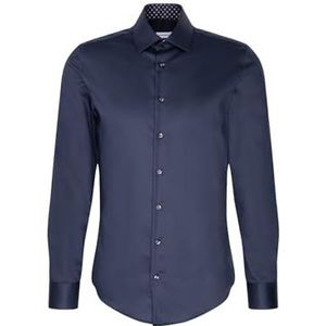 Seidensticker Zakelijk overhemd voor heren, shaped fit, strijkvrij, Kent-kraag, lange mouwen, 100% katoen, blauw, 37