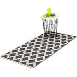 Relaxdays vloerkleed - katoen - tapijt - 70 x 140 cm - karpet - antislip - ruitjes - grijs