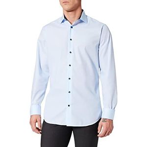 Seidensticker Herenoverhemd met lange mouwen, strijkvrij, getailleerd hemd, shaped fit, 100% katoen, blauw (lichtblauw 14), 37