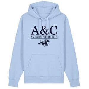 AMERICAN COLLEGE USA Herensweatshirt, hemelsblauw, maat L, ontspannen, Blauw, L/Tall