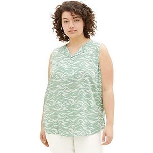 TOM TAILOR Dames Plussize blouse 1035965, 31574 - Green Small Wavy Design, 48 Grote maten