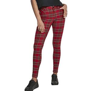 Urban Classics Dames skinny tartan pants, meerkleurig (rood/zwart 00200), L