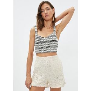 Koton Dames Pocket Crochet Mini Shorts, Off White (001), M