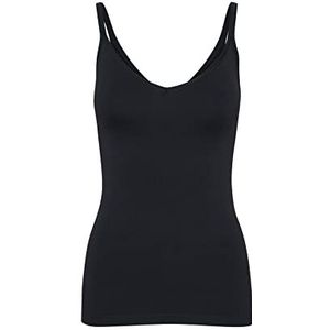 Part Two Dames Tanktop Dunne Straps Slim Fit Hip Length V-hals Jersey Top, Donkere marine, S/M