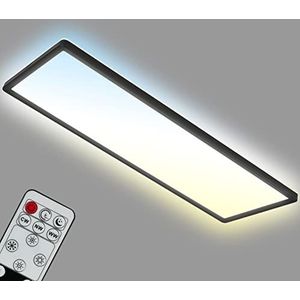 BRILONER - LED plafondlamp CCT, LED plafondlamp tegenlicht, ultra plat, dimbaar, afstandsbediening, warm wit, neutraal wit, koel wit, 580x200x30mm (LxBxH)