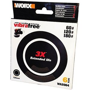 Worx WA2064 schuurbladenset voor excenterschuurmachine Vibrafree Ø125 mm, korrel 60, 120 en 180