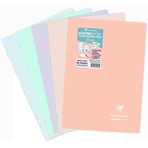 Clairefontaine 971471C Koverbook Blush notitieboek met metallic reliëf, A4 21 x 29,7 cm, 96 grote geruite pagina's, wit papier, 90 g, omslag van mat polypropyleen, willekeurige kleur