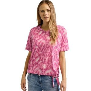 CECIL AOP Burnout Ronde V-hals, Roze Sorbet, XS