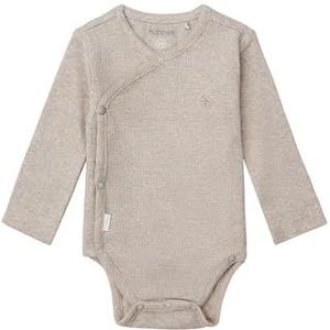 Noppies Rib Nino Romper met lange mouwen, uniseks, Taupe Melange, 56 cm