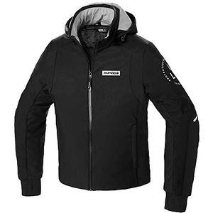 Hoodie Armour H2OUT, kleur zwart en wit, maat XL, waterdicht en ademend motorjack, beschermt tegen wind, motorjas voor heren met elastische manchetten