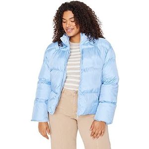 Trendyol Vrouwen Plus Size Regular fit Puffer Staande kraag Geweven Grote maten jas, Lichtblauw,42, Lichtblauw, 40 grote maten