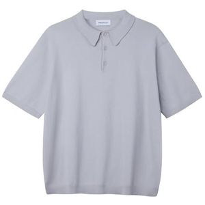 Diana Studio, Poloshirt van satijn, voor heren, 100% katoen, korte mouwen, casual fit, Parel Grijs, XL