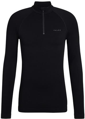 FALKE - Maximum Warm High Zip Neck - T-shirt - Zwart - Lange Mouwen - Technisch