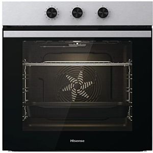 Hisense BI61111AX Multifunctionele oven, grote capaciteit 77 l, simultaan koken, 5 standen, XXL-ventilator, pizza mode 300°, afneembare deuren van roestvrij staal