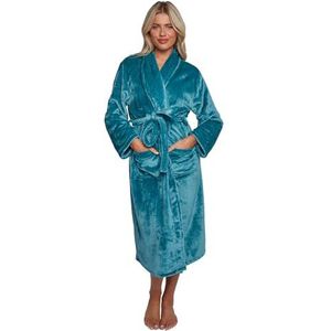 GC GAVENO CAVAILIA Fleece damesgewaden | superzachte pluche ochtendjassen voor dames | Polyester badjassen voor dames nachtkleding | Machine wasbaar, Teal-dames, one size