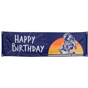 Boland 50521 - Happy Birthday Banner Space gemaakt van polyester, decoratie, themafeest, hangende decoratie