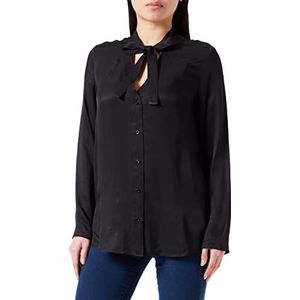 Armani Exchange Dames Casual Fit, Tie Neck, Button Closure Shirt, Zwart, Extra Large, zwart, XL