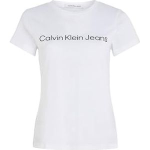 Calvin Klein Jeans Dames Core Instit Logo Slim Fit Tee S/S T-shirts, Helder Wit, 3XL/stor/tall