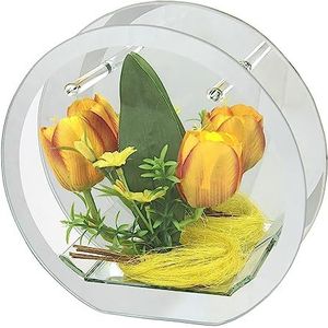Decoratief object van glas met tulpen, madeliefjes, haas, led-licht, lichtslinger, sfeerlicht, decoratie, Pasen, voorjaar, glas, geschenk, decoratief object, ornamenten, 3D-afbeelding