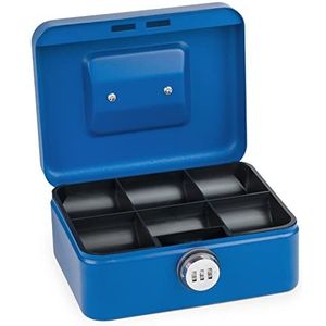 Sax Geldcassette met cijferslot, extra sterk slot, 20 x 16 x 9cm, medium, blauw (0-822-14)