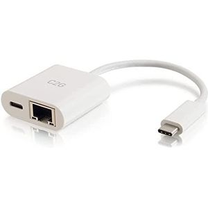 C2G USB C naar Ethernet-adapter met stroomvoorziening - Wit - Netwerkadapter - USB-C - Gigabit Ethernet x 1 - wit
