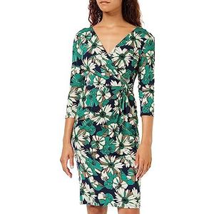 Gina Bacconi Damesjurk met bloemenprint, jersey-wikkeljurk, Marine/Groen, 44