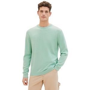 TOM TAILOR Basic katoenen trui met ronde hals voor heren, 26128 - Zachte Jade Melange, 3XL